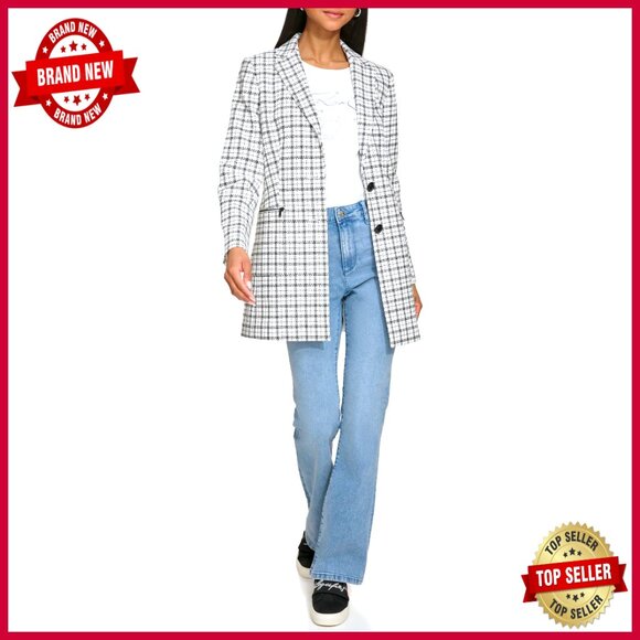 Tweed Blazer Regular Fit Long Sleeve Notch Collar Dry Clean Only